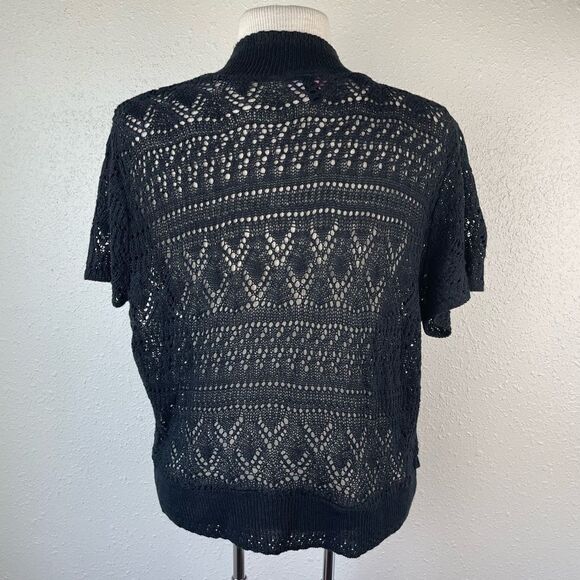 Questions Black Cropped Cardigan Sweater Size XL - Picture 4 of 6